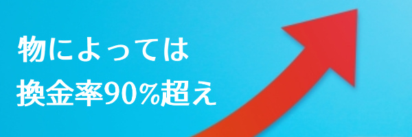 物によっては換金率90%超えで換金